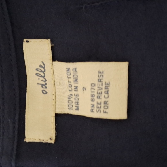 Odille Anthropologie Navy Blue Cream Rice Paper Garden Floral Midi Dress Size 2 - Picture 13 of 13